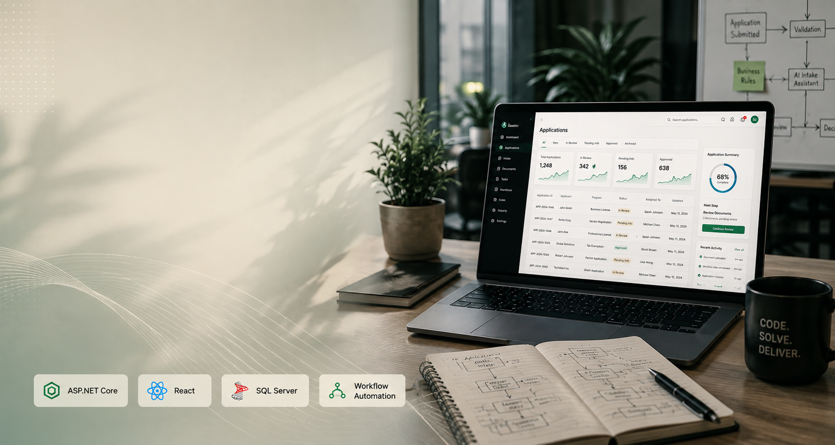 Application Processing Platform dashboard on a laptop